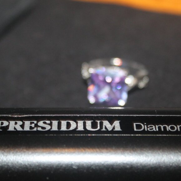 925 Lilac Amethyst w Genuine Diamonds Statement Cocktail Ring - Picture 7 of 7